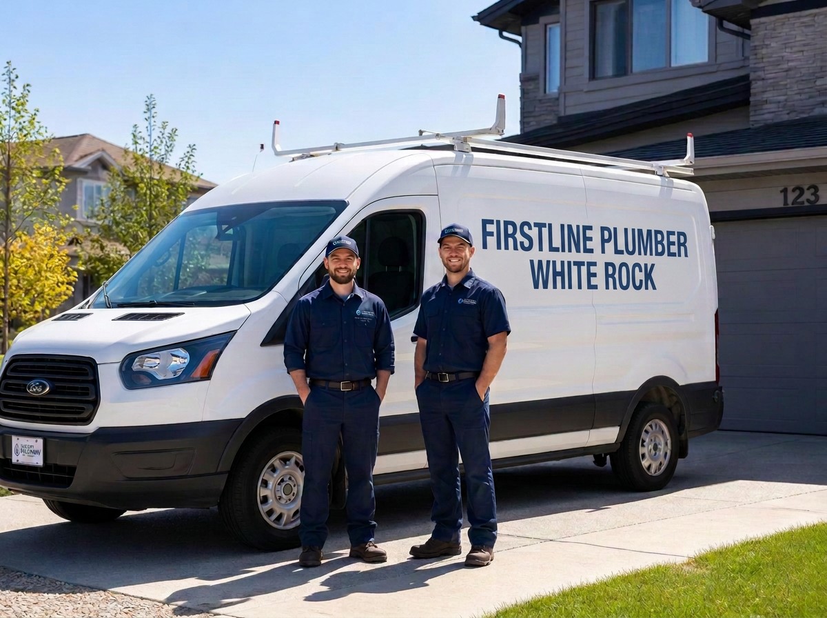 FirstLine Plumber White Rock service van and technicians at a local home